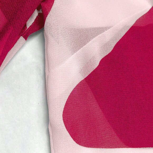 Hot Pink Casual Women's Geometric Print Lantern Sleeve Single-Breasted Shirt - Picture 6 of 7